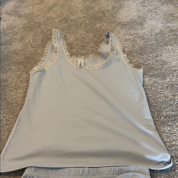 Light Blue Lace Trim Sleepwear Set - Picture 2 of 4